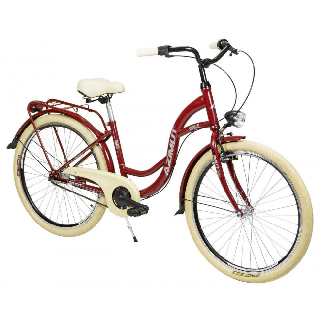 Polkupyörä AZIMUT Vintage 26" 3-speed 2024 burgund-cream shiny