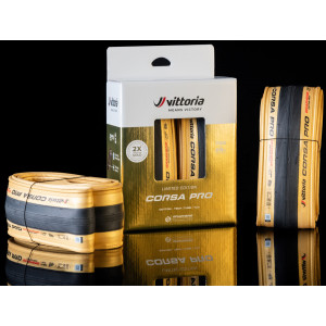 Renkaat 28" Vittoria Corsa PRO TLR Double Pack 700x28c / 28-622 GOLD Limited edition